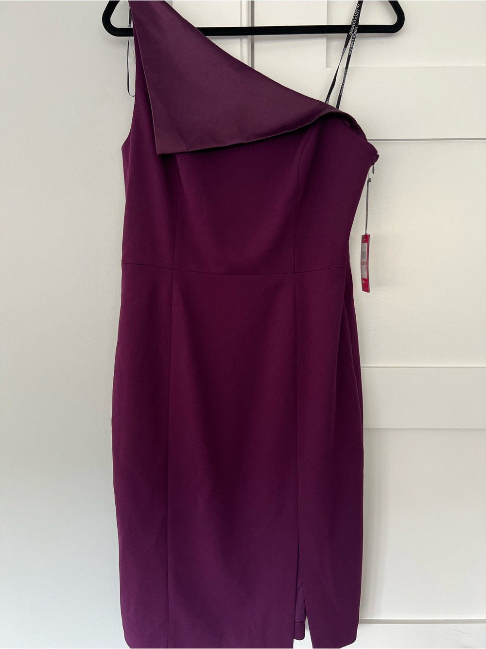 Vince Camuto One-Shoulder Sheath Dress in Deep Plum
